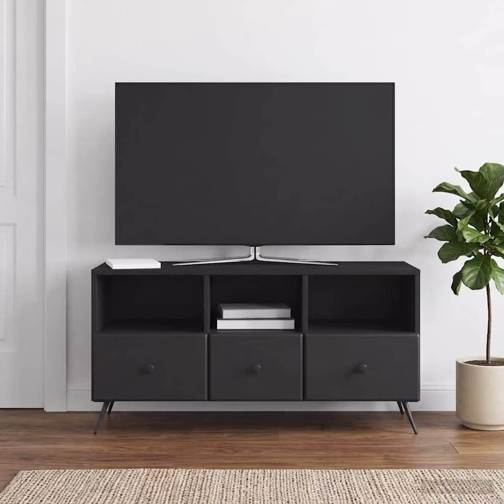 Mobile TV vidaXL Nero in Legno MDF con scomparti multimediali L 102 cm x P 34,5 cm x H 50 cm