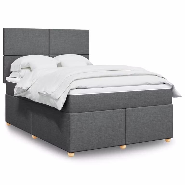 vidaXL Letto Ibrido con Materasso e Giroletto a Molle in Tessuto Grigio e Bianco L/P/H: 140 x 200 cm