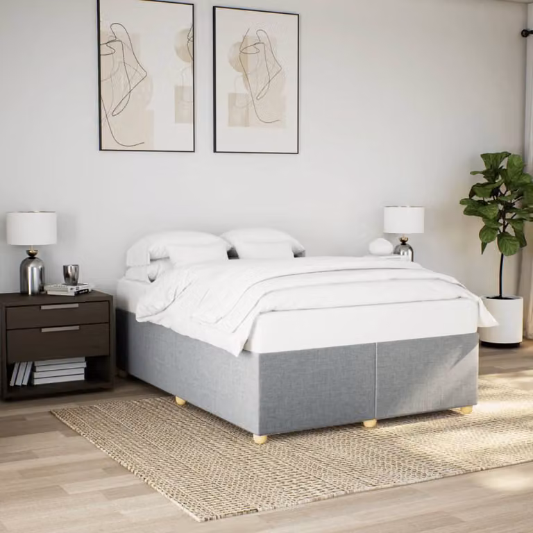 vidaXL Giroletto senza Materasso in Tessuto Grigio Chiaro L/P/H: 160 x 200 cm