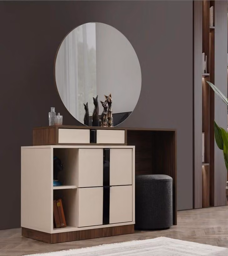 Schminktisch Kosmetiktisch Frisiertisch Frisierkommode Beige Spiegel