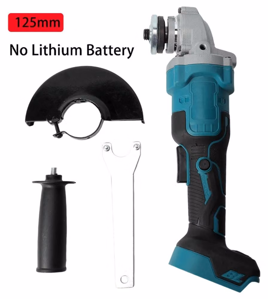 Smerigliatrice angolare - 125 mm - Motore brushless - 3 velocità regolabili - Senza batteria - Compatibile con batterie Makita da 18 V - Per uso domestico/fai da te