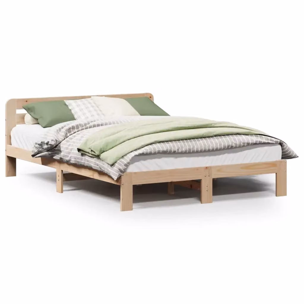 Letto senza materasso in legno massello di pino rustico vidaXL L: 139,0 cm, P: 193,5 cm, H: 65,5 cm – 2