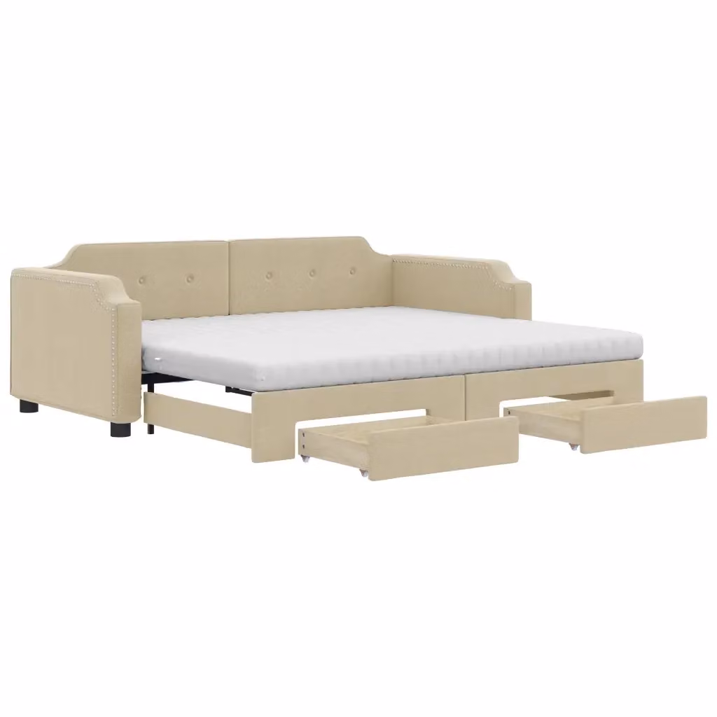 Divano Letto Estraibile con Cassetti vidaXL in Tessuto Beige L/P/H: 223 x 110 x 66,5 cm – 2
