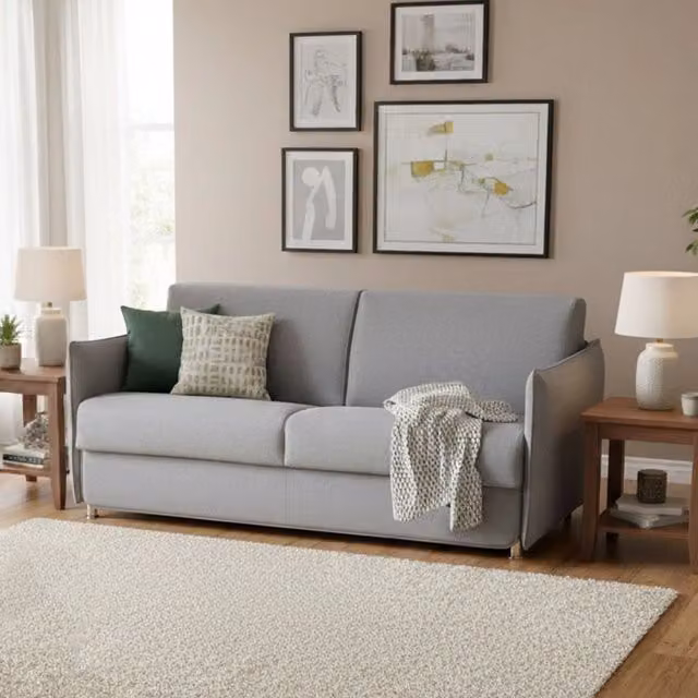 Monleale Divano Fisso 2 Posti Moderno in Tessuto Grigio con Coperture Sfoderabili L: 160 cm, P: 95 cm, H: 90 cm