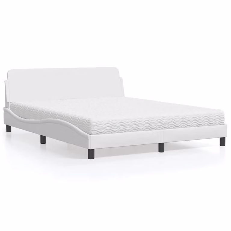 Letto con Materasso Dover vidaXL Bianco in Similpelle L/P: 160 x 200 cm