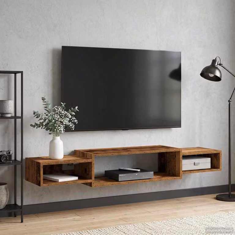 Mobile TV da parete vidaXL in legno antico marrone L 140 x P 28 x H 21 cm