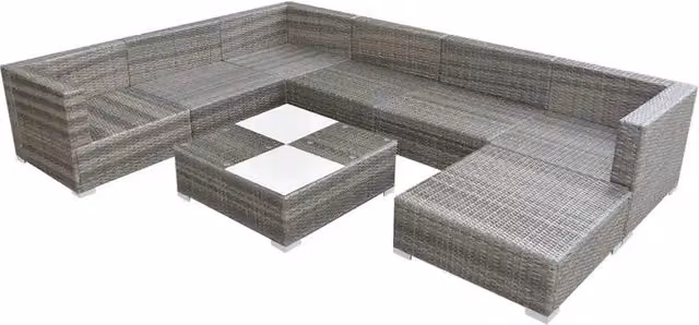 Set Divani da Giardino 8 pz con Cuscini in Polyrattan Grigio 42738