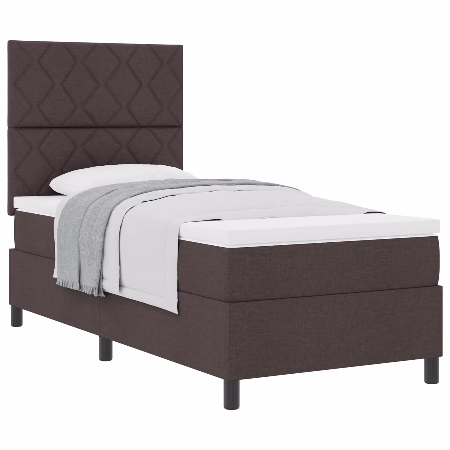 Letto a molle con testiera vidaXL in tessuto marrone scuro L 100 x P 200 cm