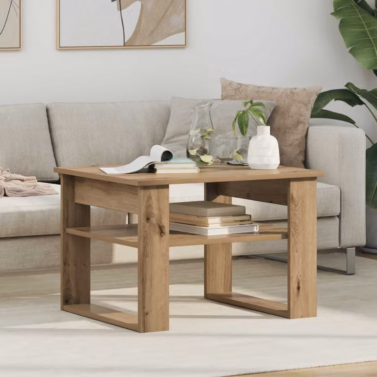 Tavolino da salotto moderno vidaXL in legno rovere marrone L: 64 cm, P: 54 cm, H: 44 cm