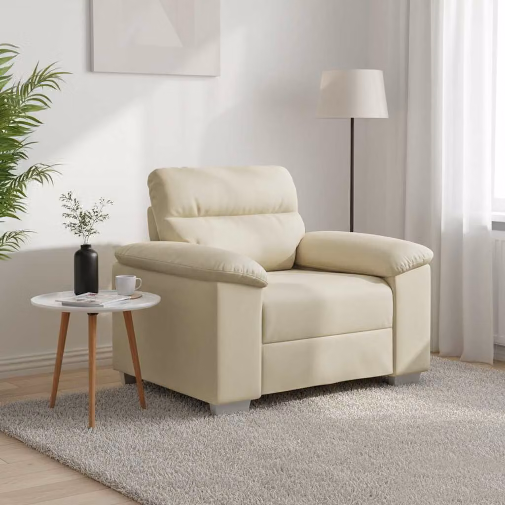 Poltrona lounge moderna vidaXL in similpelle beige con braccioli L/P/H: 100 x 81 x 84 cm