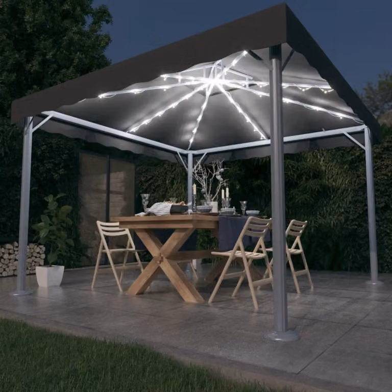 Gazebo The Living Store con luci a LED 300x300 cm in alluminio antracite