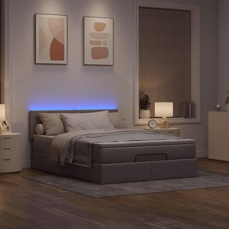 Maison Exclusive - Letto ottomano con materasso e LED Taupe 140x200 cm Tessuto