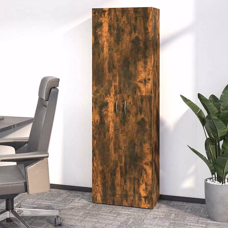 Armadio per ufficio e archivio vidaXL in legno Rovere Fumo con ante a battente e ripiani regolabili L: 60 cm, P: 32 cm, H: 190 cm