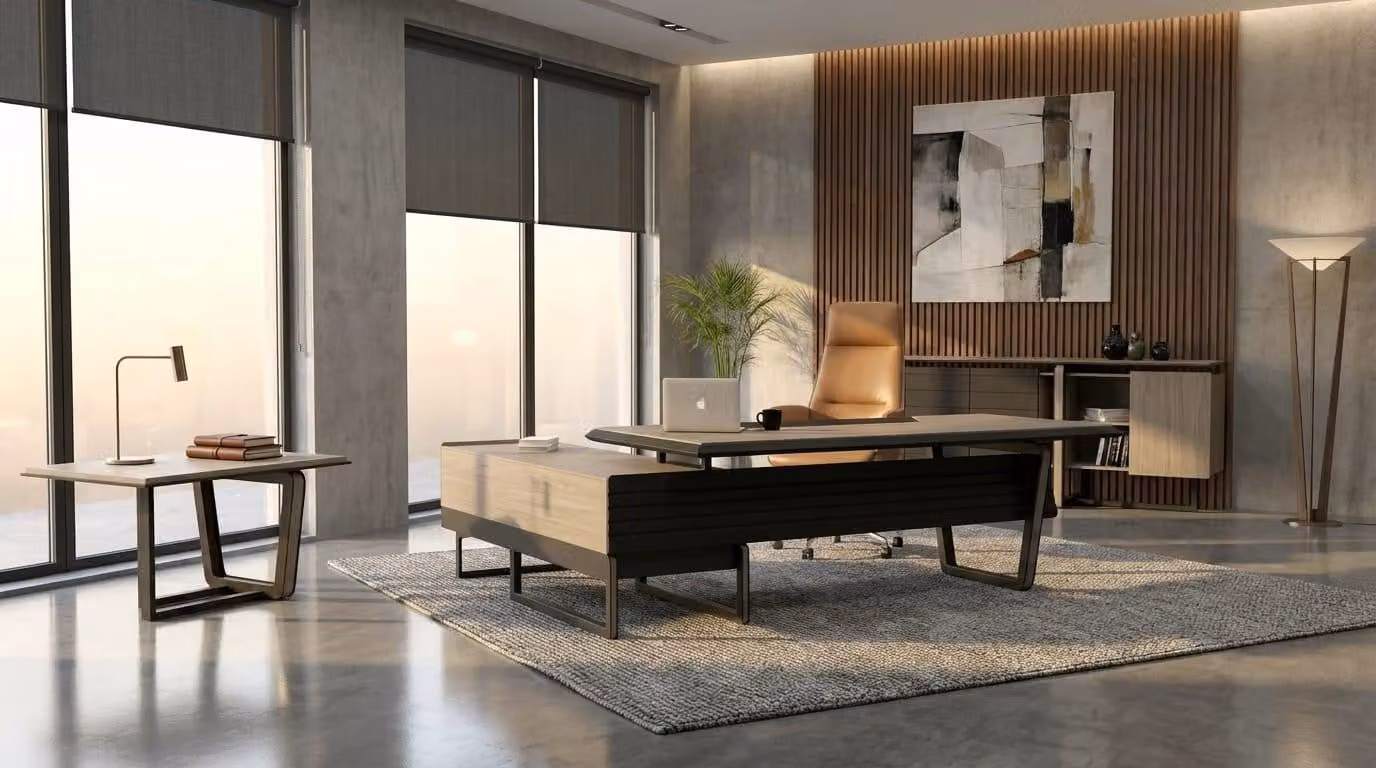 Set da ufficio elegante, consolle da scrivania, tavolino funzionale e di design