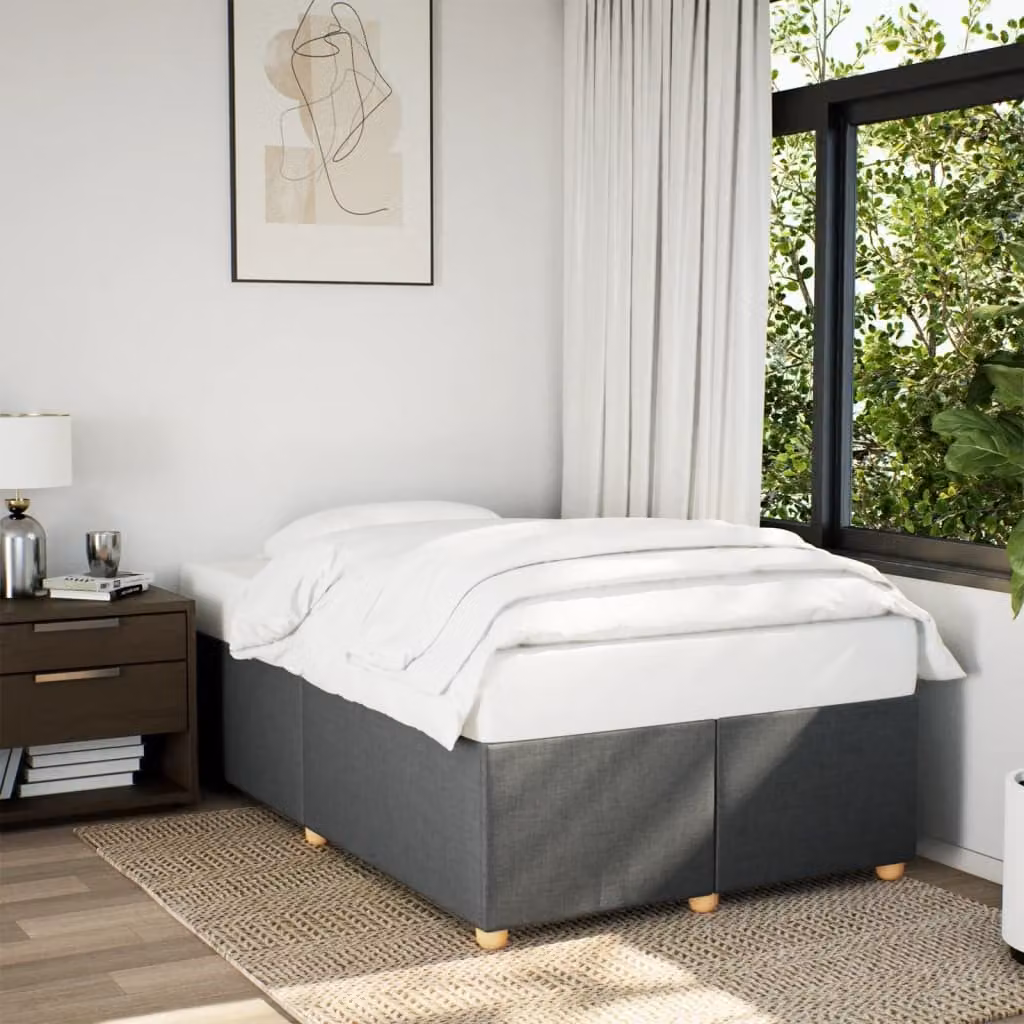 Giroletto senza materasso vidaXL in tessuto grigio con struttura in legno e doghe, L/P: 120 x 190 cm – 1