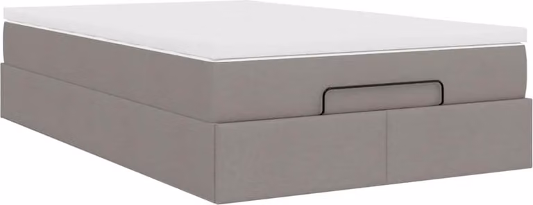 Struttura Letto Pouf con Materasso Tortora 120x190 cm Tessuto