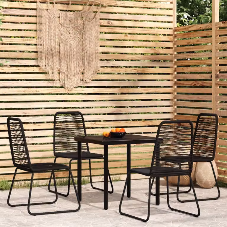 The Living Store Set da pranzo da giardino 5 pz. Set da pranzo da giardino Nero