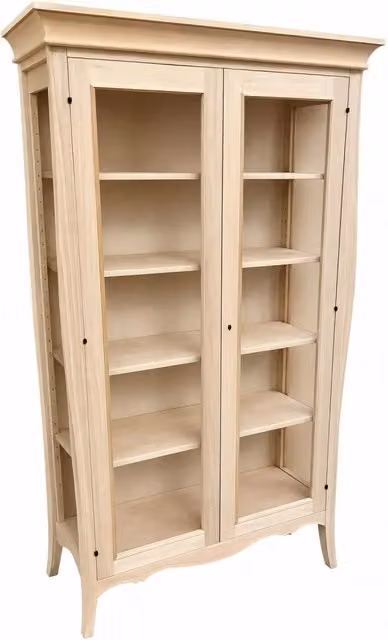 Vetrina classica bombata con 2 ante in vetro e legno grezzo Mobili 2G L: 115 cm, P: 48 cm, H: 204 cm – 3