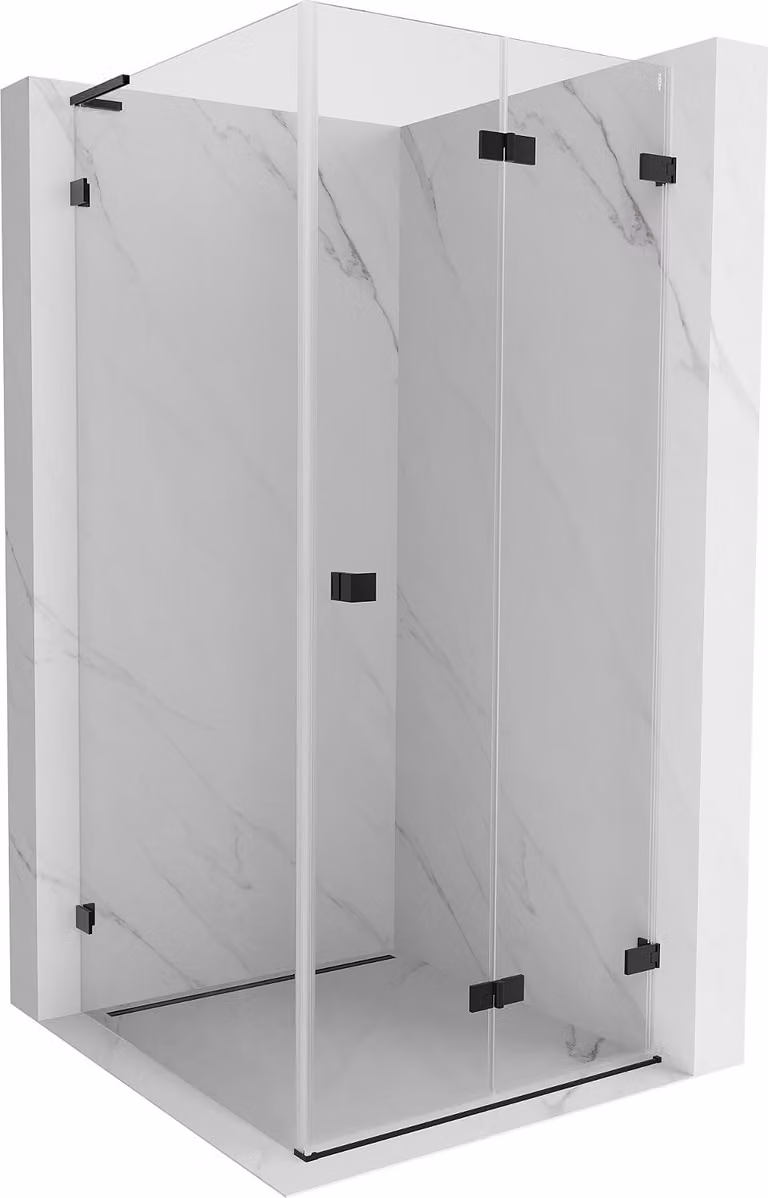 Mexen Lunar-F L cabina doccia pieghevole destra 100 x 100 cm, trasparente, nera - 836L-100-100-70-00-P