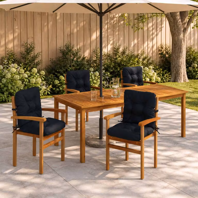 Set di 4 cuscini per sedia alta vidaXL VIANEN in poliestere, lavabili e resistenti ai raggi UV, disponibili in blu o nero