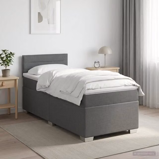 Letto box spring con materasso Grigio Scuro 90 x 190 cm Tessuto 3450363