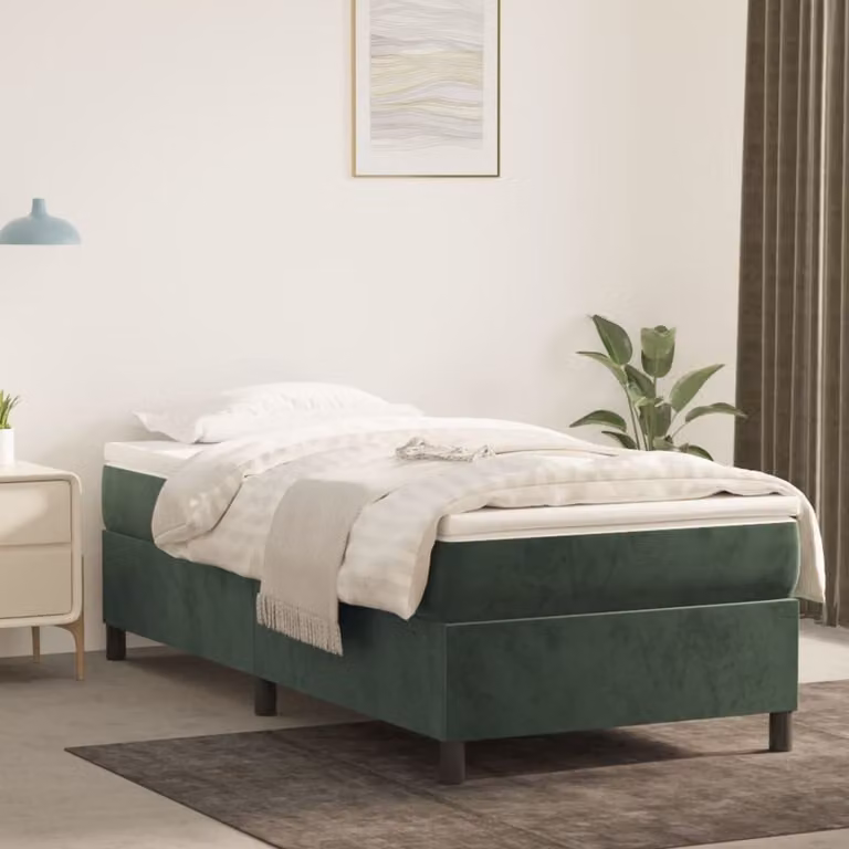 Maison Exclusive - Giroletto a Molle con Materasso Verde Scuro 100x200 cm Velluto