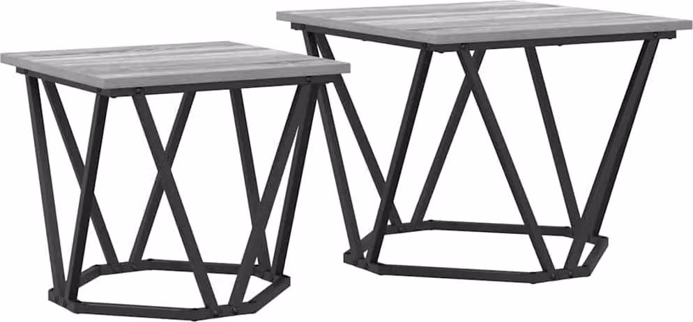 Set tavolini 2 pcs Grigio Sonoma Legno ingegnerizzato e acciaio