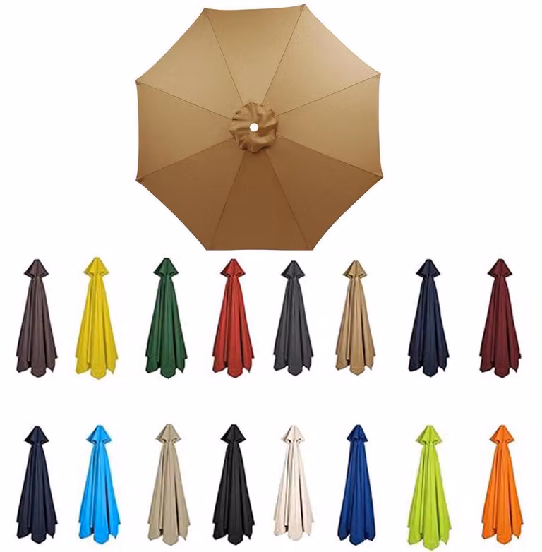 Copertura di ricambio per ombrellone, diametro 3,5m-2m, 6/8 stecche, colore kaki, protezione UV 50