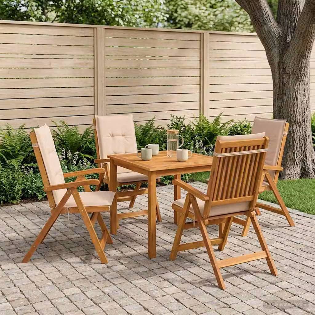 Set da pranzo da giardino vidaXL in legno di acacia oliato, 5 pezzi per 4 persone, beige e marrone