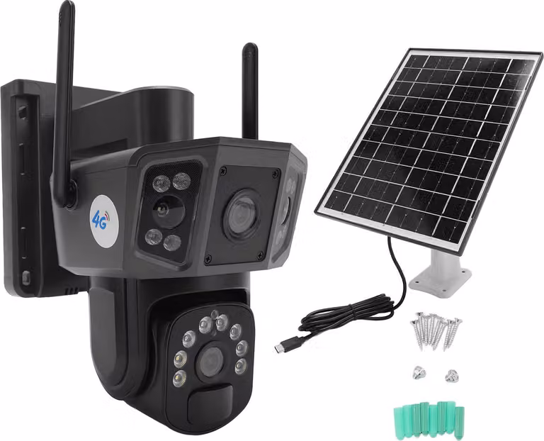4K Telecamere di sorveglianza 4G 8 MP HD energia solare batteria doppia lente fuori telecamera di sorveglianza con il rilevamento umano per la casa