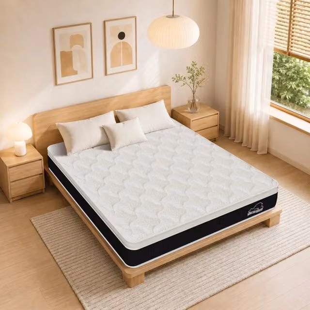 Materasso ibrido HOMEFITNESSCODE a 7 zone con molle insacchettate e memory foam, rigidità media H3, colore bianco, L/P/H: 200 x 140 x 25 cm