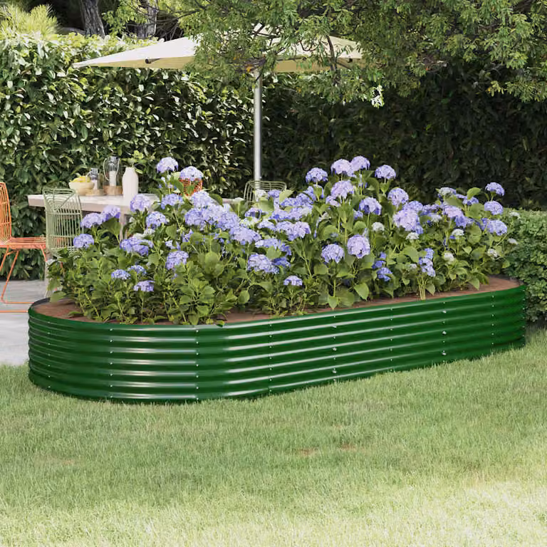 Letto da giardino rialzato vidaXL in acciaio zincato verde L: 296 cm, P: 140 cm, H: 36 cm