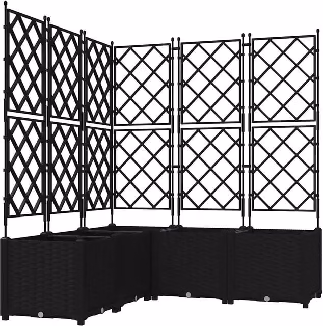 Fioriere | Cassetta per fiori | Vaso da giardino 5 pz Nero 120 x 120 x 143 cm Plastica