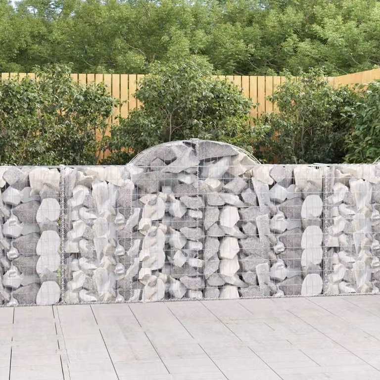 Set di 14 Cesti Gabbioni ad Arco vidaXL in Acciaio Zincato Grigio L: 200 cm, P: 30 cm, H: 100-120 cm