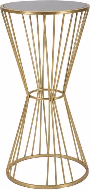 Tavolino alto Vikasa Home in stile Art Deco con piano in vetro specchiato e struttura in metallo dorato L: 80 cm, P: 40 cm