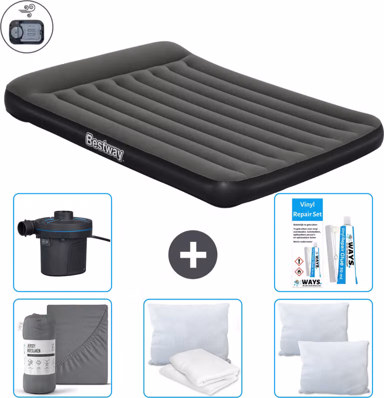 Materasso gonfiabile Bestway - 2 persone - 152 x 203 x 30 cm - Verde - Accessori inclusi