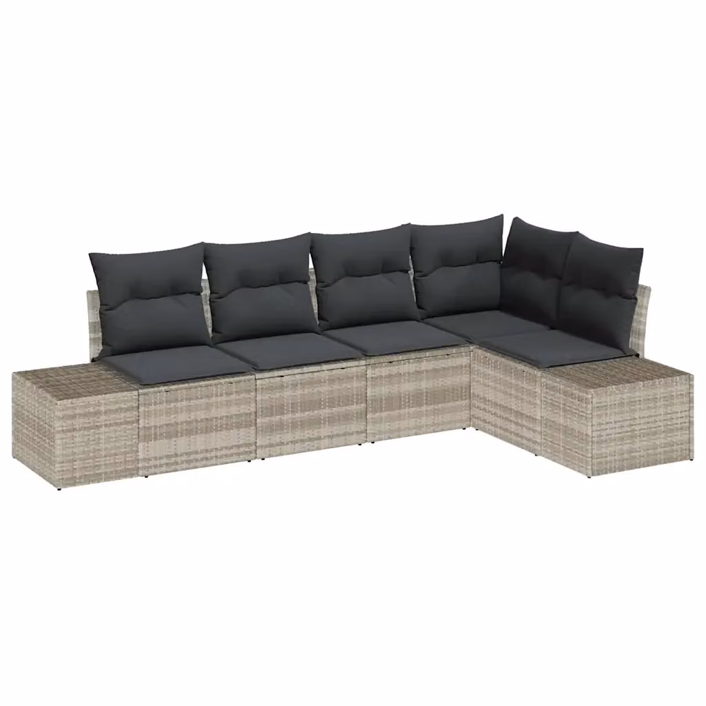 Set Divano da Giardino a L vidaXL in Polyrattan Grigio Chiaro con Cuscini e Struttura in Metallo – 2