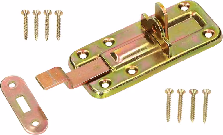 KOTARBAU® Catenaccio a manovella 100 mm con frontale per porte Zincato giallo Zincato universale