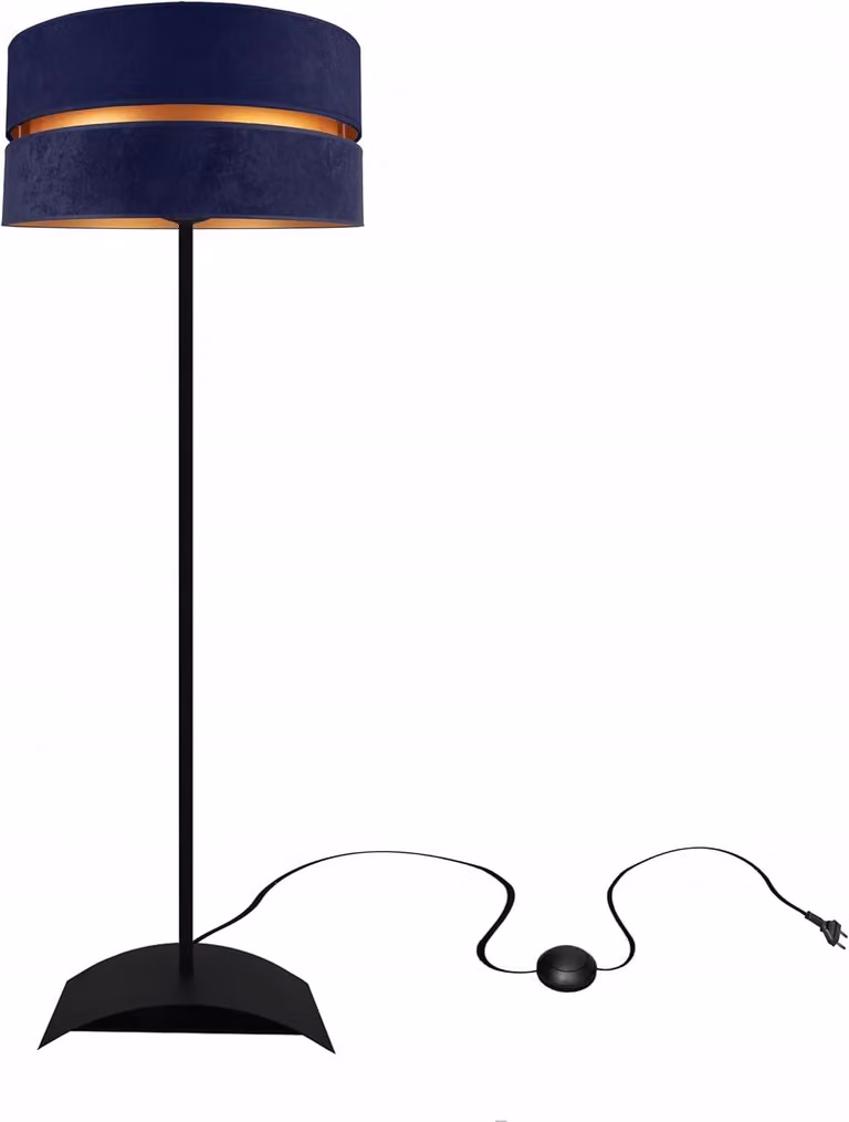 Lampada da terra soggiorno blu scuro-oro lampada da terra design moderno E27 della serie N340 (N340-P-DBDB)