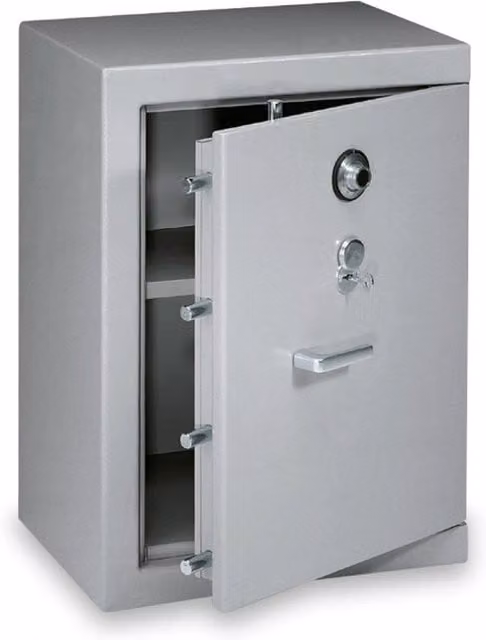 Cassaforte a Mobile Technomax in Acciaio Grigio con Chiave e Combinazione L: 100 cm, P: 43 cm, H: 60 cm