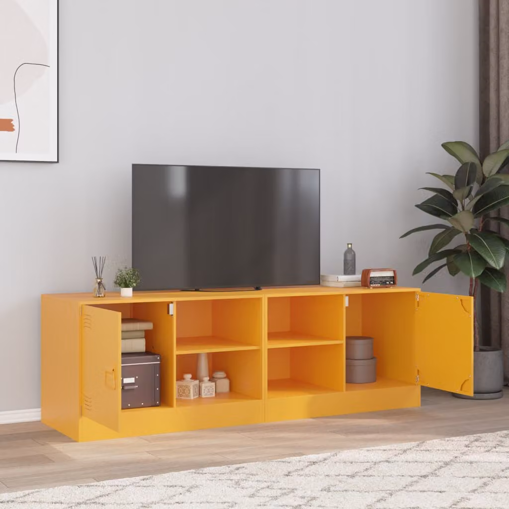 Set di 2 mobili TV moderni vidaXL in acciaio giallo opaco L: 67 cm, P: 39 cm, H: 44 cm