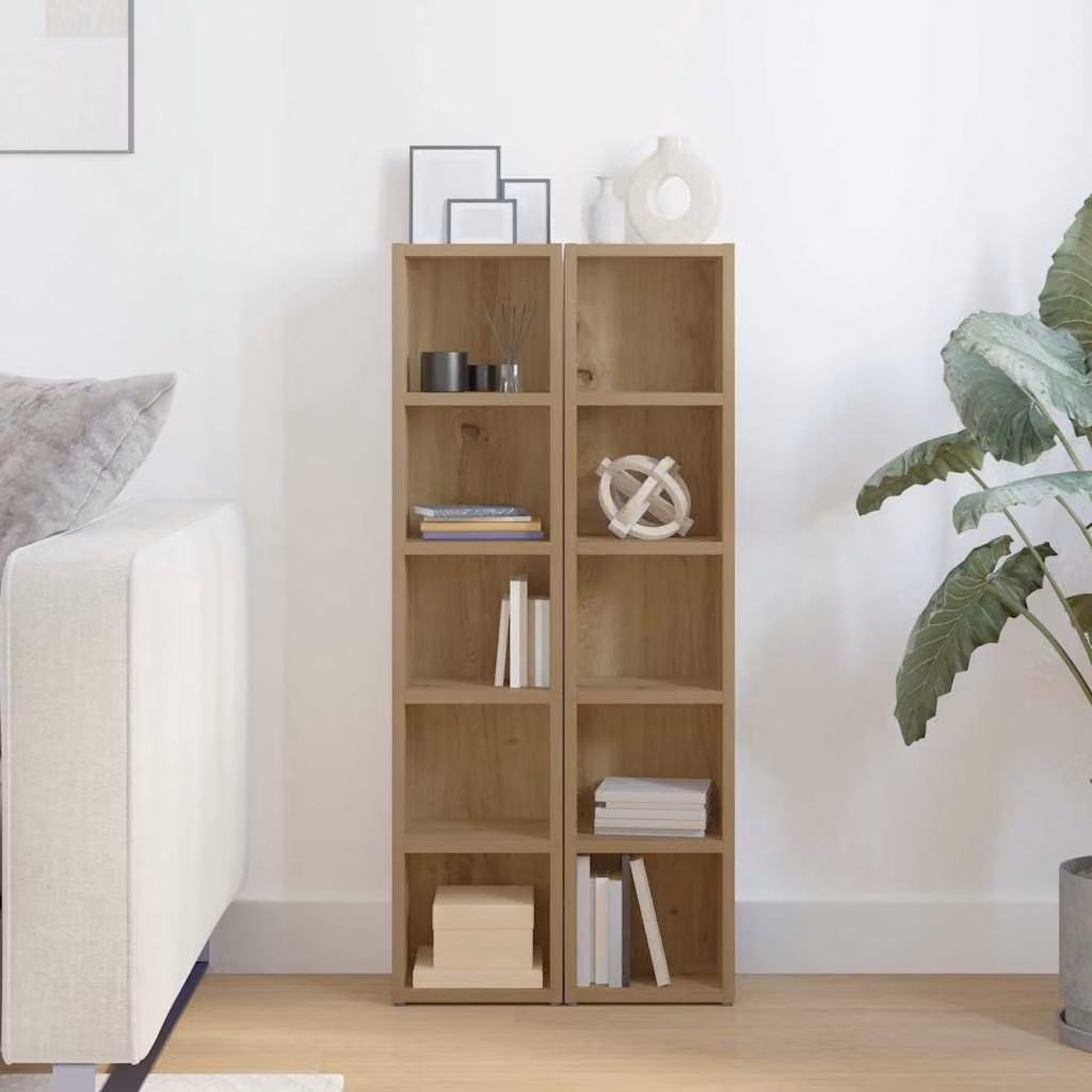 Set di 2 mobili porta CD vidaXL in stile moderno color marrone, con montaggio a parete e pannello posteriore, L/P/H: 53,3 x 40,6 x 237,5 cm