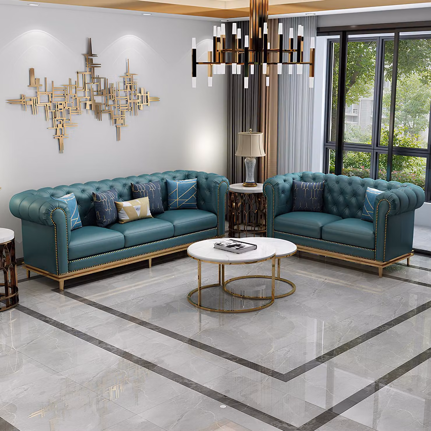 Sofagarnitur Couch Polster 3+2 Sitzer Leder Garnitur Sitz Polster Couchen 2tlg.