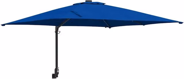 Ombrellone da giardino moderno basculante con illuminazione LED in poliestere e acciaio, colore azzurro, L: 248,5 cm, P: 247,5 cm, H: 160 cm