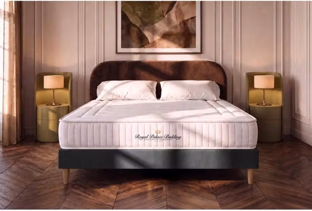 Kit rete e materasso matrimoniale Nottingham Royal Palace Bedding in memory foam bianco, L/P/H: 200 x 200 x 20 cm