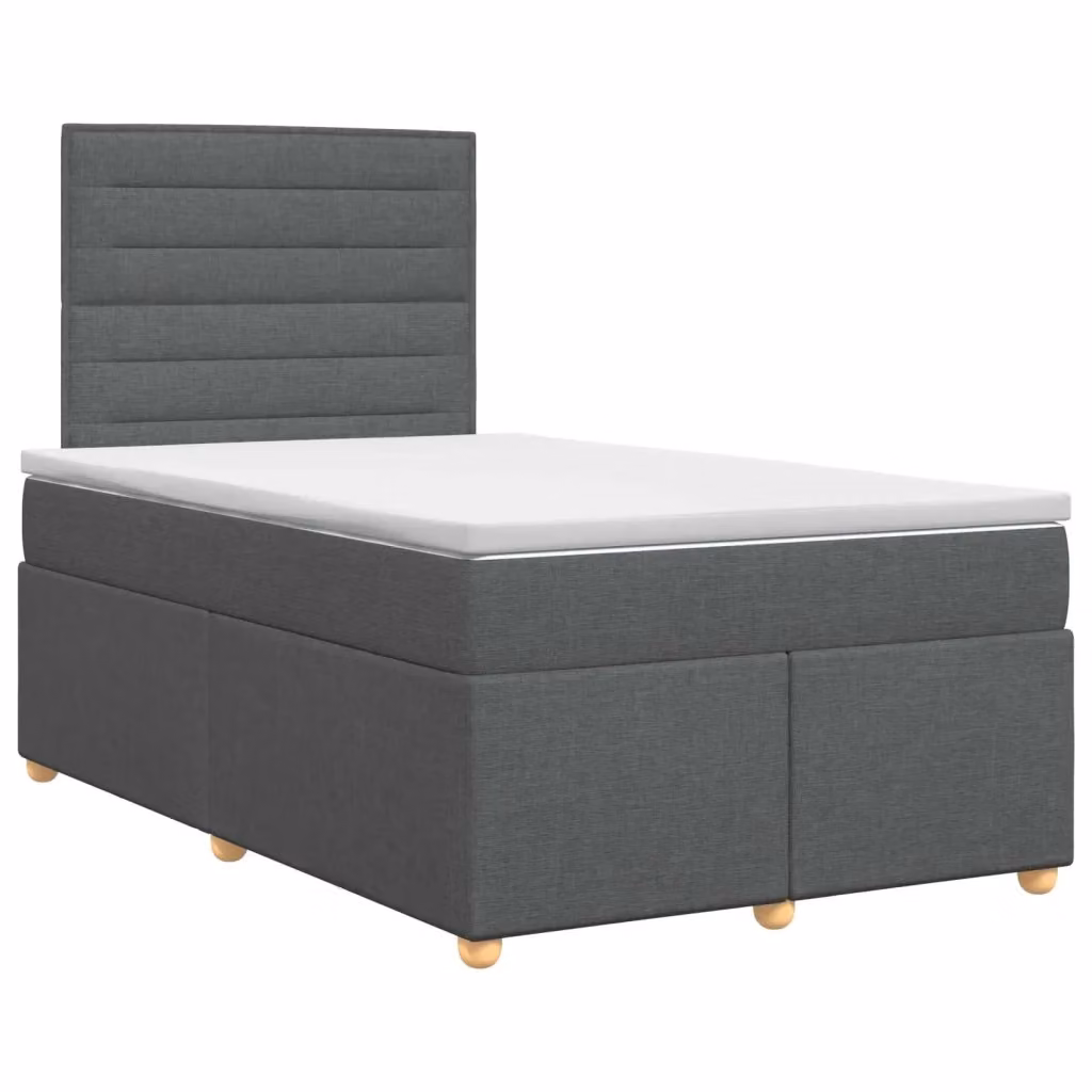 Letto box spring con materasso vidaXL in tessuto grigio e bianco L/P: 120 x 200 cm – 2