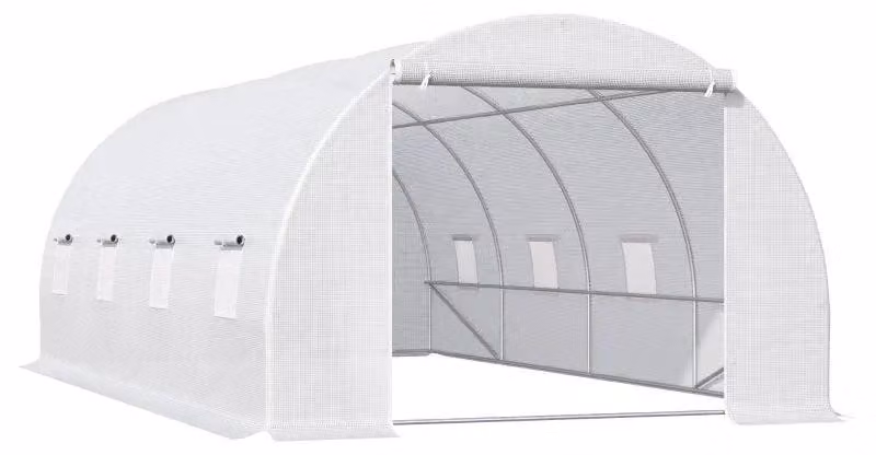 Serra a fogliame accessibile - Serra da giardino con 8 finestre | Colore: Bianco | Dimensioni: 300x600x200 cm