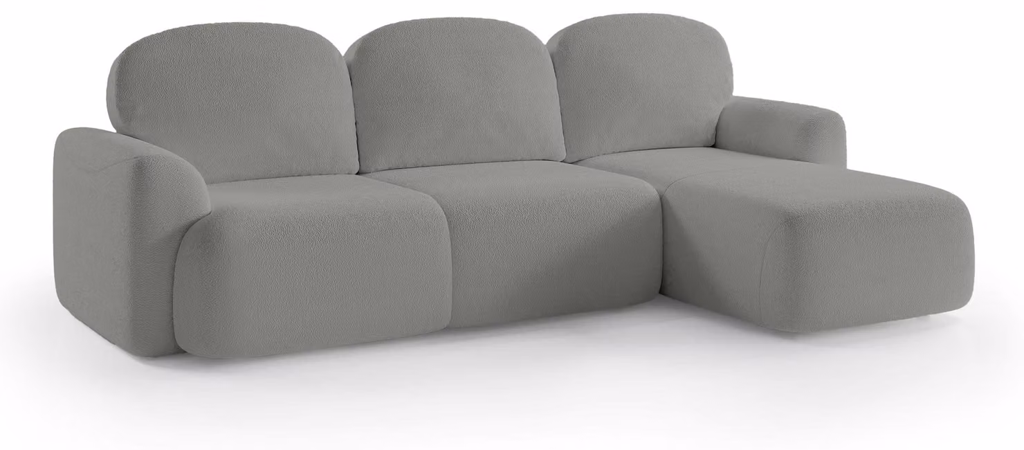 Divano a tre posti con funzione letto, modello Bulu, lato destro, finitura noce scuro