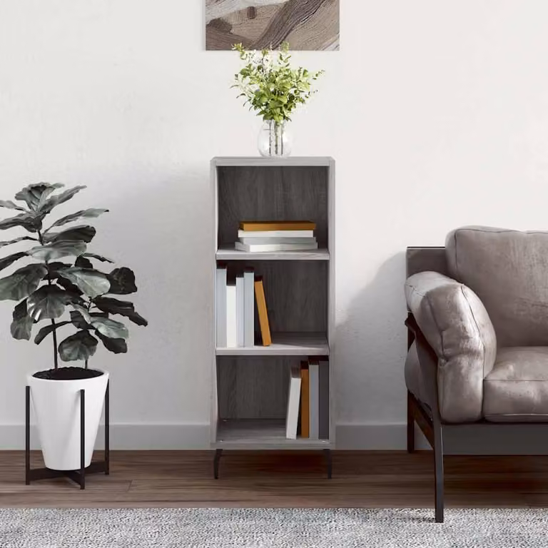 Credenza da parete vidaXL in legno e metallo, Grigio, L: 34,5 cm, P: 32,5 cm, H: 90 cm