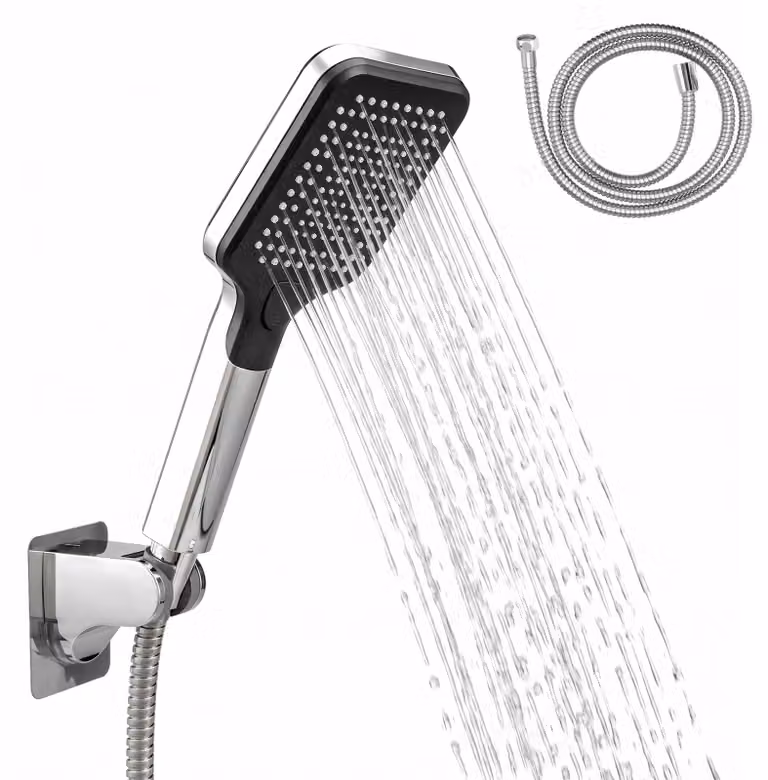 Set di soffioni doccia eluno, completo di tubo flessibile e supporto a parete, colore nero